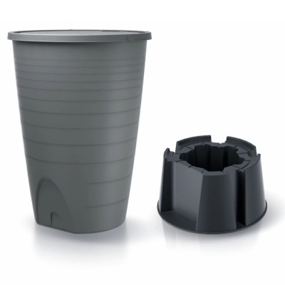 Бидон за дъждовна вода с основа HydroMoby Peruno Сет, 260л, цвят Сив - HydroMoby